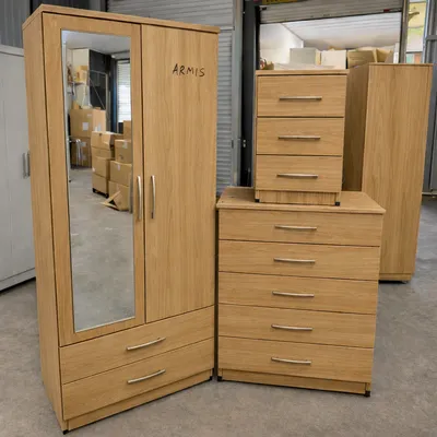 Classic 2 Door Wardrobe Bedroom Set – with Chest of Drawers & Bedside Cabinet, view 4