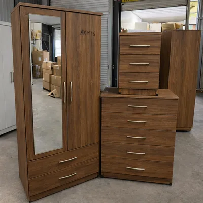 Classic 2 Door Wardrobe Bedroom Set – with Chest of Drawers & Bedside Cabinet, view 6