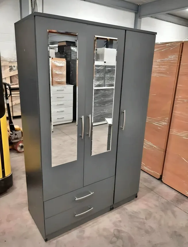 3 Door Wardrobe with 2 Mirrors and 2 Bottom Drawers