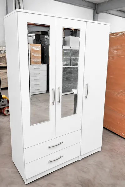 3 Door Wardrobe with 2 Mirrors and 2 Bottom Drawers, view 4
