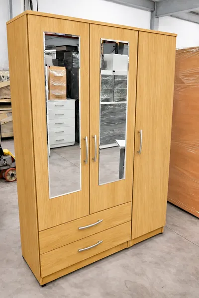 3 Door Wardrobe with 2 Mirrors and 2 Bottom Drawers, view 6