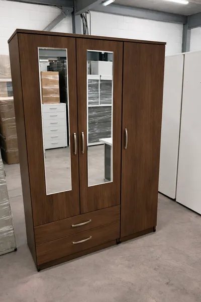 3 Door Wardrobe with 2 Mirrors and 2 Bottom Drawers, view 9