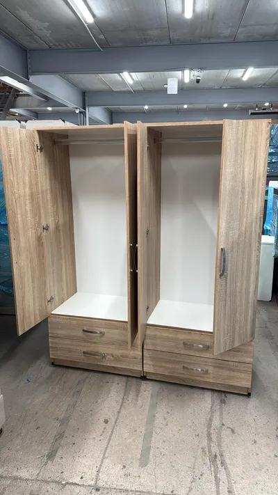 4 Door Wardrobe Bedroom Set – with Chest of Drawers & Bedside Cabinet, view 4