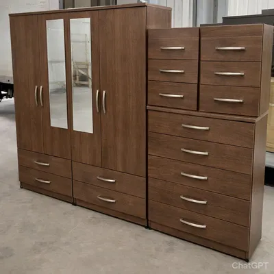 4 Door Wardrobe Bedroom Set – with Chest of Drawers & Bedside Cabinet, view 9