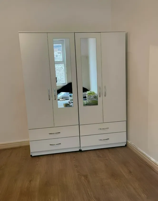 4 Door Wardrobe with 2 Mirrors and 4 Bottom Drawers