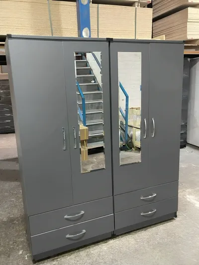 4 Door Wardrobe with 2 Mirrors and 4 Bottom Drawers, view 3