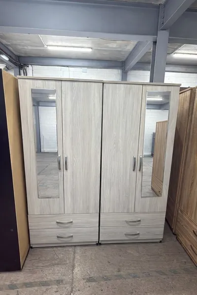 4 Door Wardrobe with 2 Mirrors and 4 Bottom Drawers, view 5