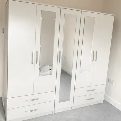5 Door Wardrobe with 3 Mirrors and 4 Bottom Drawers