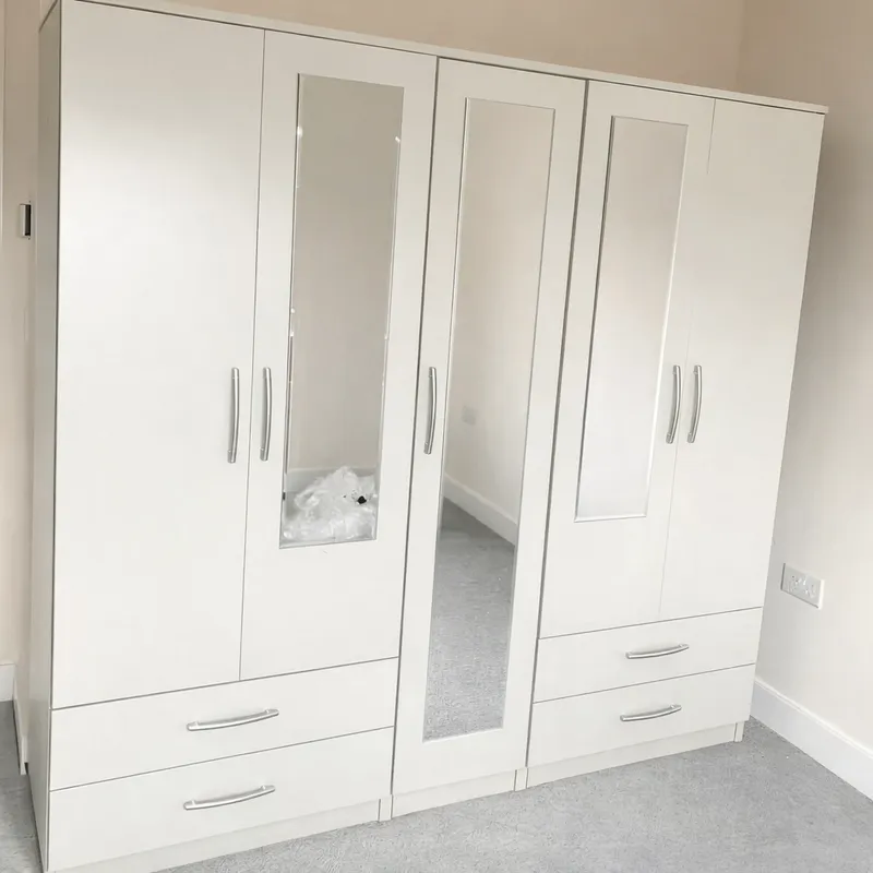 5 Door Wardrobe with 3 Mirrors and 4 Bottom Drawers