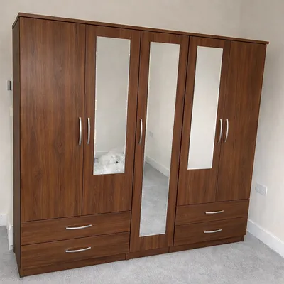 5 Door Wardrobe with 3 Mirrors and 4 Bottom Drawers, view 6