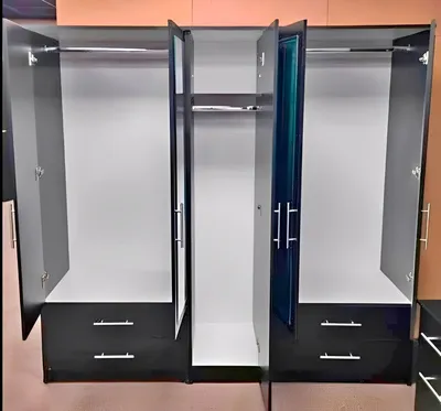 5 Door Wardrobe with 3 Mirrors and 4 Bottom Drawers, view 7