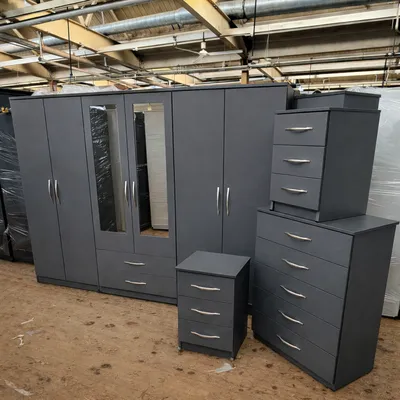 6 Door Wardrobe Full Bedroom Set, view 3