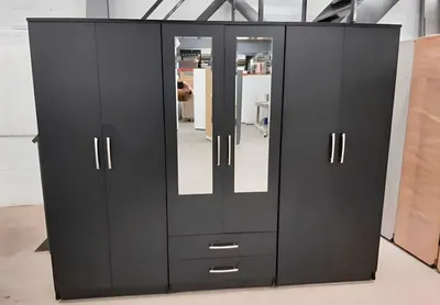 6 Door Wardrobe with 2 Mirrors and 2 Bottom Drawers, view 2