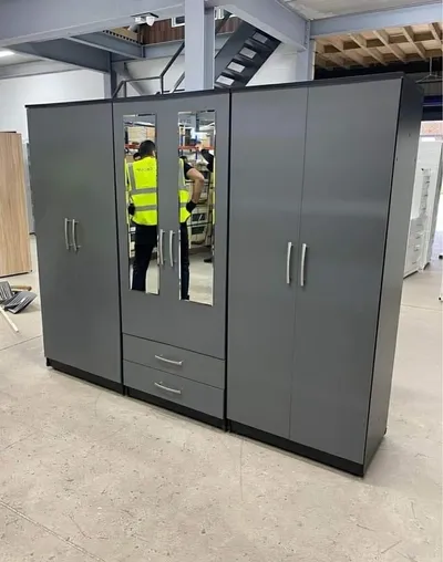 6 Door Wardrobe with 2 Mirrors and 2 Bottom Drawers, view 3