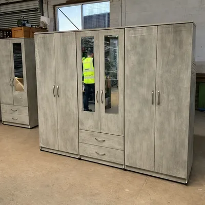 6 Door Wardrobe with 2 Mirrors and 2 Bottom Drawers, view 5
