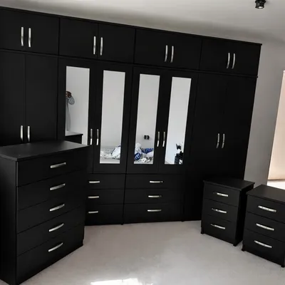 8 Door Wardrobe Full Bedroom Set – with Chest of Drawers & Bedside Cabinet, view 2