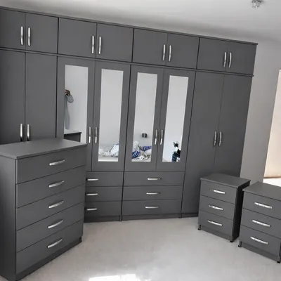 8 Door Wardrobe Full Bedroom Set – with Chest of Drawers & Bedside Cabinet, view 3