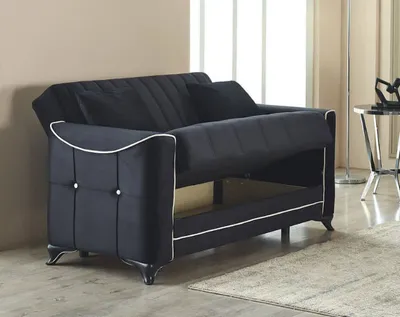 Acelya Black 2 Seater Sofa Bed with Storage, view 2