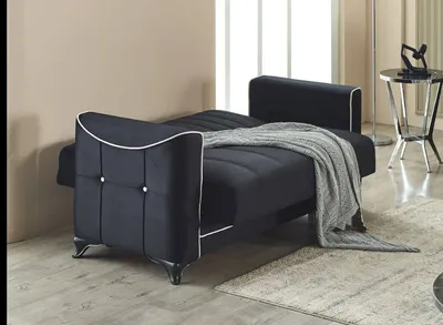 Acelya Black 2 Seater Sofa Bed with Storage, view 3