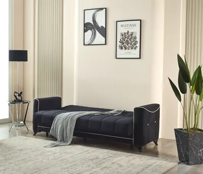 Acelya Black Sofa Bed with Storage – Bold Style Meets Smart Living, view 2