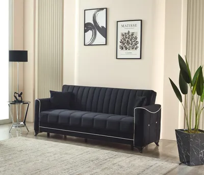 Acelya Black Sofa Bed with Storage – Bold Style Meets Smart Living, view 3