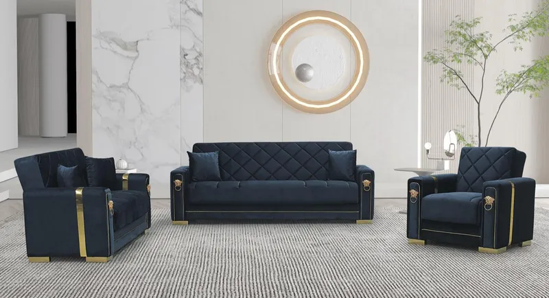 Angel Leon Sofabed Black and Gold with Storage 65-103