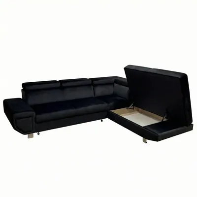 Arctic Corner Sofa Bed with Storage – Modern L-Shape Convertible Sofa (Grey, Black, Cream), view 10