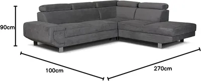 Arctic Corner Sofa Bed with Storage – Modern L-Shape Convertible Sofa (Grey, Black, Cream), view 12