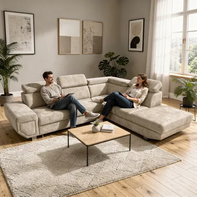 Arctic Corner Sofa Bed with Storage – Modern L-Shape Convertible Sofa (Grey, Black, Cream), view 8