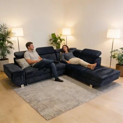 Arctic Corner Sofa Bed with Storage – Modern L-Shape Convertible Sofa (Grey, Black, Cream), view 9