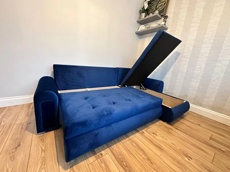 Berlin sofa bed blue velvet