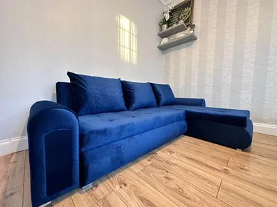 Berlin sofa bed blue velvet, view 3