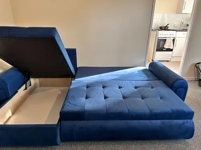 Berlin sofa bed blue velvet, view 4