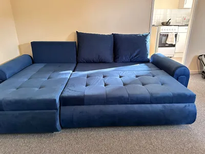 Berlin sofa bed blue velvet, view 5