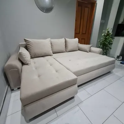 Berlin sofa bed cream velvet, view 2