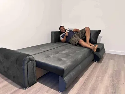 Berlin sofa bed dark gray velvet, view 4