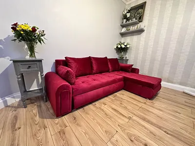 Berlin sofa bed red velvet, view 2