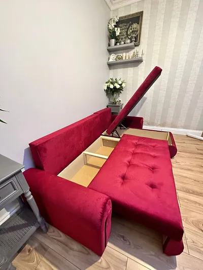 Berlin sofa bed red velvet, view 3