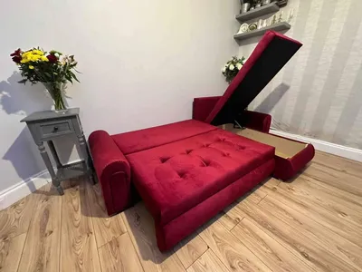 Berlin sofa bed red velvet, view 5