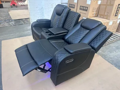 Luxury Black Leather Electric Recliner Sofa Set with LED Lights & Cup Holders – 2 & 3 Seater Cinema Style Couch, view 3