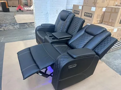 Luxury Black Leather Electric Recliner Sofa Set with LED Lights & Cup Holders – 2 & 3 Seater Cinema Style Couch, view 5
