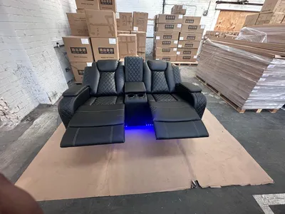 Luxury Black Leather Electric Recliner Sofa Set with LED Lights & Cup Holders – 2 & 3 Seater Cinema Style Couch, view 6