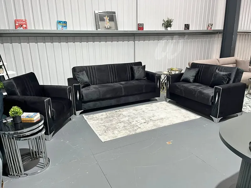 Black Silver Diamond Sofa Bed – Luxury Glamour & Modern Comfort