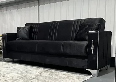 Black Silver Diamond Sofa Bed – Luxury Glamour & Modern Comfort, view 2