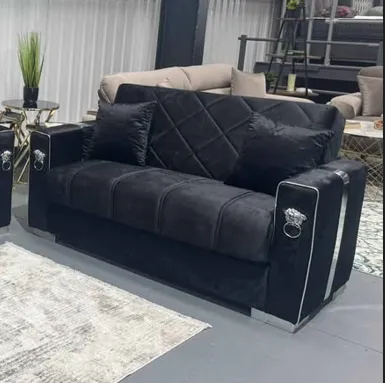 Black Silver Lion Sofa – Luxury Glamour with Royal Elegance, view 3