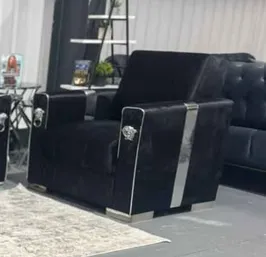 Black Silver Lion Sofa – Luxury Glamour with Royal Elegance, view 4
