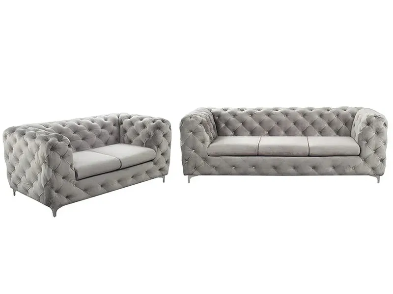 Classic Italian Chesterfield 3+2 Seater Fabric Sofa – Timeless