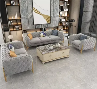 Classic Italian Chesterfield 3+2 Seater Fabric Sofa – Timeless, view 2
