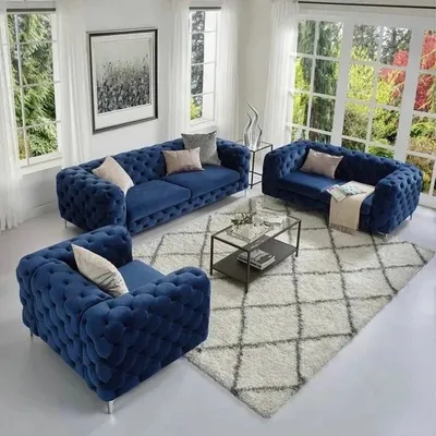 Classic Italian Chesterfield 3+2 Seater Fabric Sofa – Timeless, view 4