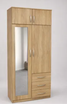 2 Door Wardrobe with 1 Mirror, 3 Bottom Drawers and Inside Shelves Combi, view 10